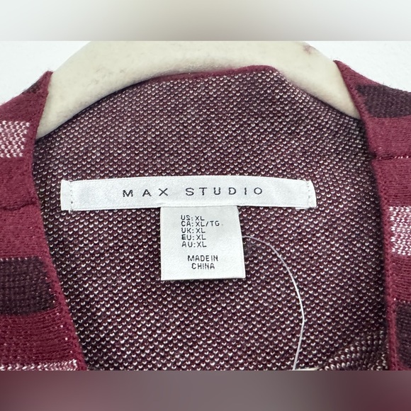 Max studio. Women's Burgundy Plaid Sweater - Picture 4 of 10